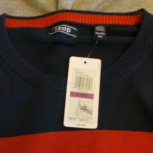 NWT IZOD Fieldhouse Striped Crewneck Sweater XXL 2XL - Picture 6 of 8